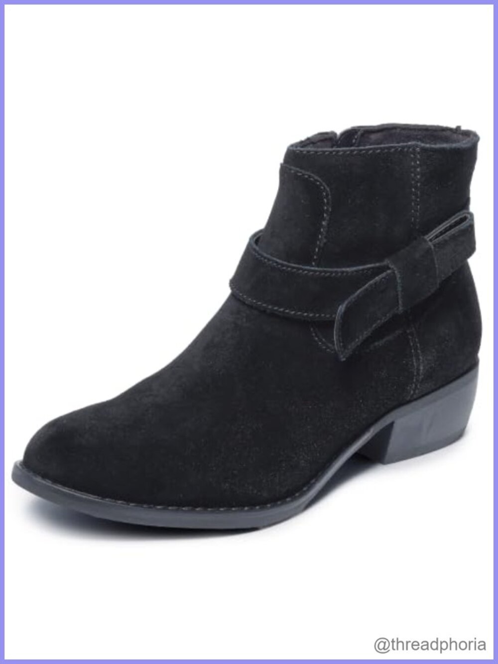 Suede Western Ankle Bootie with Memory Foam & Scotchgard